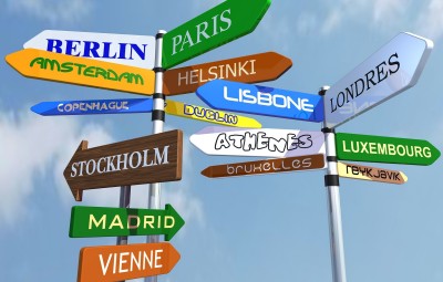 Amount of direction signs with europeans countries names.