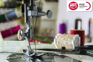 foot sewing machine with thread inserted on the needle